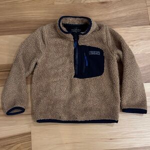 Vineyard Vines Tan and Navy Kids Fleece Pullover, size 5